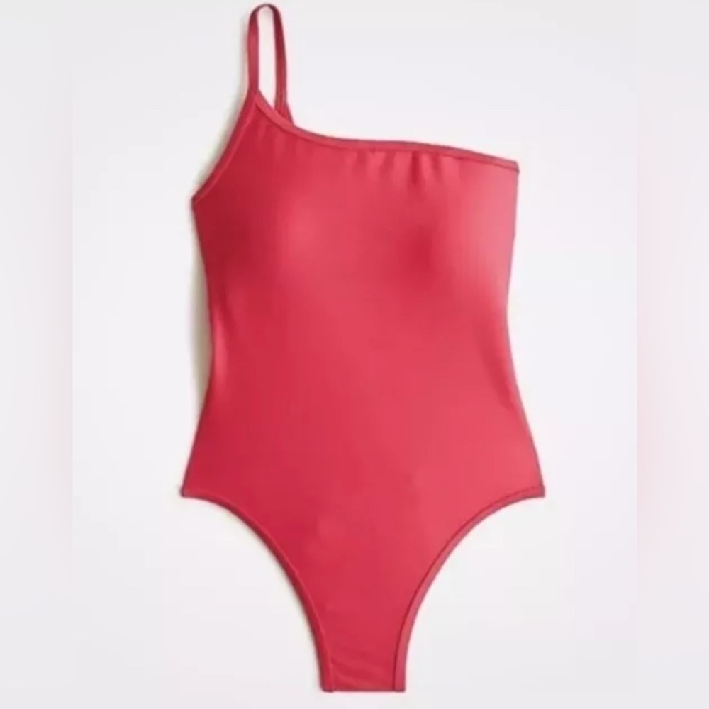 J. Crew Hibiscus Pink Ribbed One-Strap One Piece Swimsuit BH484 Womens Sz 22 NWT